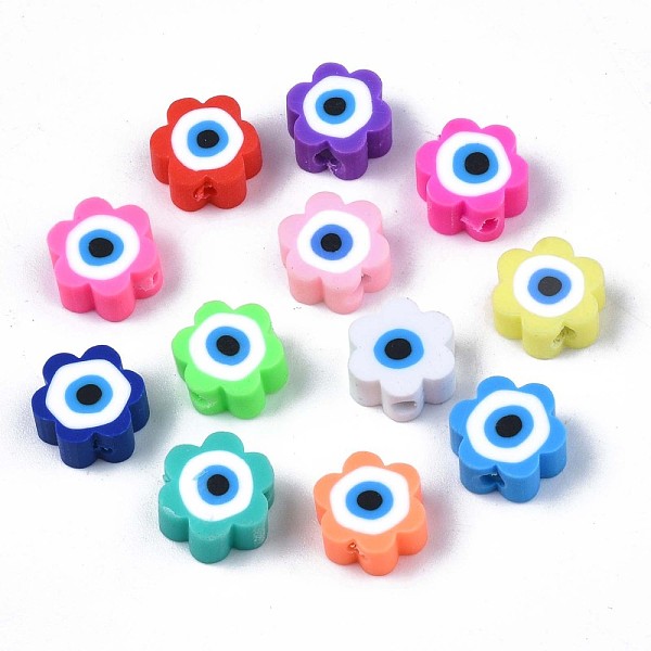 PandaHall Handmade Polymer Clay Beads, Flower with Evil Eye, Mixed Color, 9x9x4.5mm, Hole: 1.8mm Polymer Clay Flower Multicolor
PandaHall Handmade Polymer Clay Beads, Flower with Evil Eye, Mixed Color, 9x9x4.5mm, Hole: 1.8mm Polymer Clay Flower Multicolor