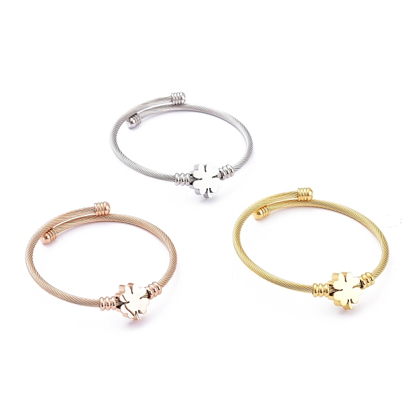 PandaHall 304 Stainless Steel Cuff Bangles Sets, Torque Bangles, with Clover Beads, Mixed Color, 2 inch(5.1cm), 3pcs/set 304 Stainless Steel
PandaHall 304 Stainless Steel Cuff Bangles Sets, Torque Bangles, with Clover Beads, Mixed Color, 2 inch(5.1cm), 3pcs/set 304 Stainless Steel