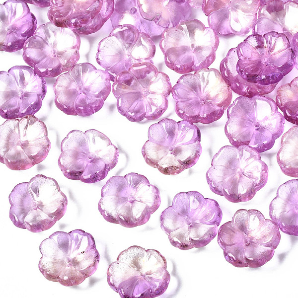 PandaHall Transparent Spray Painted Glass Beads, with Glitter Powder, Two Tone, Flower, Plum, 15x15x6mm, Hole: 1.2mm Glass Purple
PandaHall Transparent Spray Painted Glass Beads, with Glitter Powder, Two Tone, Flower, Plum, 15x15x6mm, Hole: 1.2mm Glass Purple