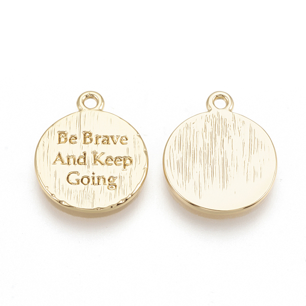 PandaHall Brass Charms, Flat Round with Be Brave And Keep Going, Nickel Free, Real 18K Gold Plated, 13x11x1mm, Hole: 1mm Brass Flat Round
PandaHall Brass Charms, Flat Round with Be Brave And Keep Going, Nickel Free, Real 18K Gold Plated, 13x11x1mm, Hole: 1mm Brass Flat Round