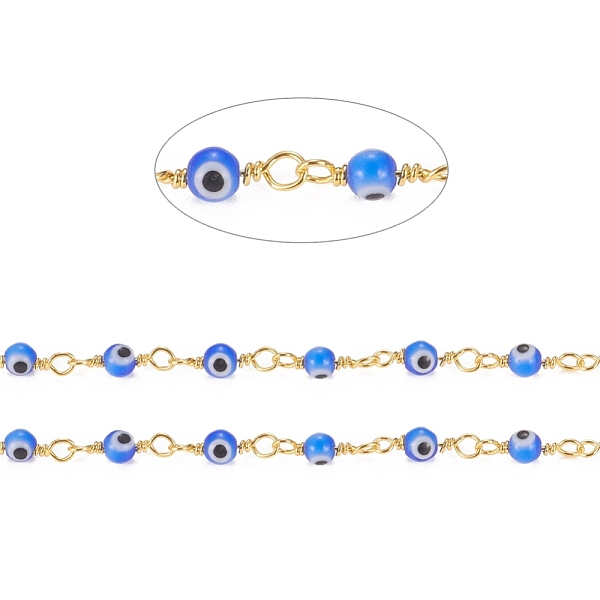 PandaHall 3.28 Feet Handmade Evil Eye Lampwork Round Beaded Chains, with Brass Findings, Unwelded, Long-Lasting Plated, Golden, Medium Blue...
PandaHall 3.28 Feet Handmade Evil Eye Lampwork Round Beaded Chains, with Brass Findings, Unwelded, Long-Lasting Plated, Golden, Medium Blue...