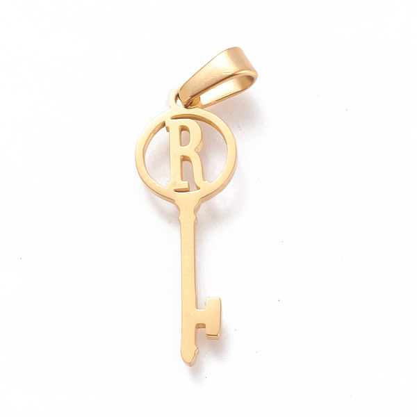 PandaHall 304 Stainless Steel Initial Pendants, Large Hole Pendants, Key with Letter, Golden, Letter.R, 25x8.5x1mm, Hole: 6x2.5mm 304...
PandaHall 304 Stainless Steel Initial Pendants, Large Hole Pendants, Key with Letter, Golden, Letter.R, 25x8.5x1mm, Hole: 6x2.5mm 304...