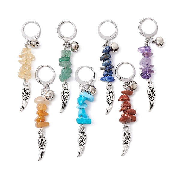 PandaHall Natural Gemstone Chips Pendant Decoration, with Alloy Wing and 304 Stainless Steel Leverback Charm, 56~59mm, 7pcs/set Mixed Stone...
PandaHall Natural Gemstone Chips Pendant Decoration, with Alloy Wing and 304 Stainless Steel Leverback Charm, 56~59mm, 7pcs/set Mixed Stone...