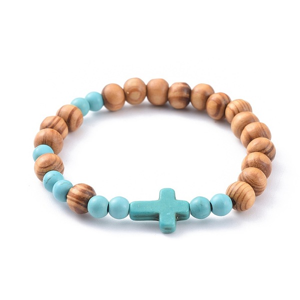 PandaHall Stretch Bracelets, with Wood Beads and Synthetic Turquoise(Dyed) Beads, Cross, Sky Blue, 2-1/8 inch(5.5cm) Wood Blue
PandaHall Stretch Bracelets, with Wood Beads and Synthetic Turquoise(Dyed) Beads, Cross, Sky Blue, 2-1/8 inch(5.5cm) Wood Blue