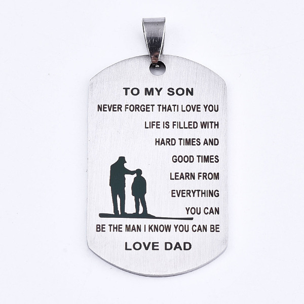 PandaHall 201 Stainless Steel Quote Pendants, Stamped Dog Tags, Inspirational Gifts for Son Jewelry, Rectangle, Laser Cut, Stainless Steel...
PandaHall 201 Stainless Steel Quote Pendants, Stamped Dog Tags, Inspirational Gifts for Son Jewelry, Rectangle, Laser Cut, Stainless Steel...