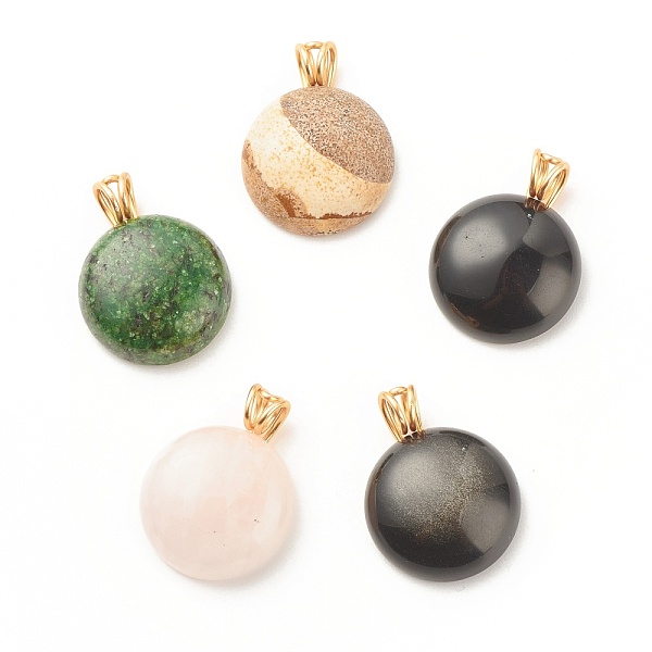 PandaHall Natural Mixed Stone Pendants, with Light Gold Tone Copper Wire, Half Round/Dome, 26x20x8mm, Hole: 4mm Mixed Stone Half Round
PandaHall Natural Mixed Stone Pendants, with Light Gold Tone Copper Wire, Half Round/Dome, 26x20x8mm, Hole: 4mm Mixed Stone Half Round