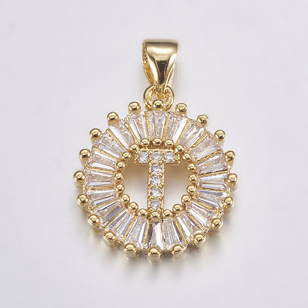 PandaHall Long-Lasting Plated & Rack Plating Brass Micro Pave Cubic Zirconia Letter Pendants, Flat Round, Real 18K Gold Plated, Letter.T..., Clear
PandaHall Long-Lasting Plated & Rack Plating Brass Micro Pave Cubic Zirconia Letter Pendants, Flat Round, Real 18K Gold Plated, Letter.T..., Clear