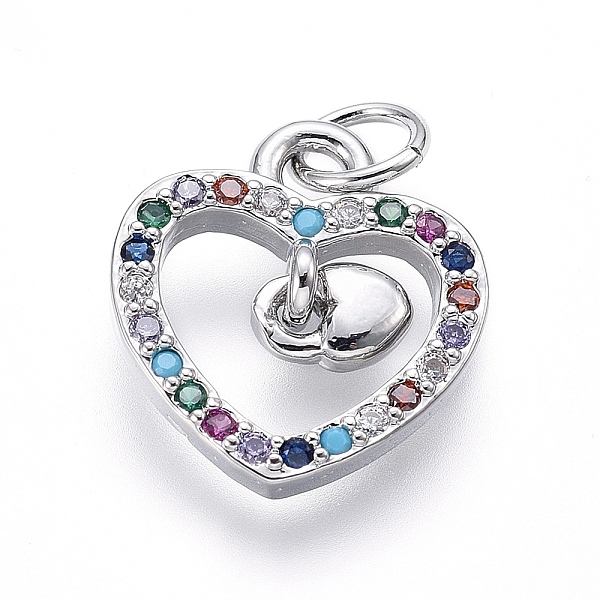 PandaHall Brass Micro Pave Cubic Zirconia Charms, with Jump Rings, Heart, Colorful, Platinum, 14x12.5x2mm, Hole: 3mm Brass+Cubic Zirconia...
PandaHall Brass Micro Pave Cubic Zirconia Charms, with Jump Rings, Heart, Colorful, Platinum, 14x12.5x2mm, Hole: 3mm Brass+Cubic Zirconia...