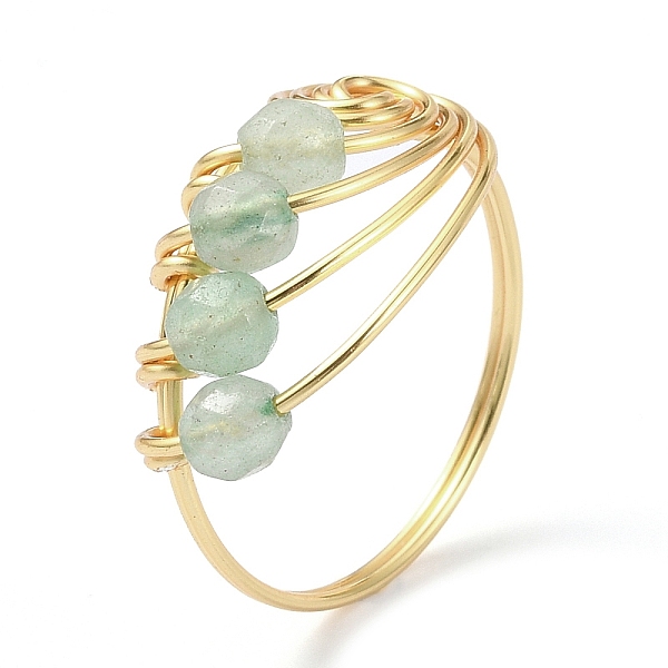 PandaHall Natural Green Aventurine Round Beaded Finger Ring, Light Gold Copper Wire Wrapped Vortex Ring, US Size 8 1/2(18.5mm) Green...
PandaHall Natural Green Aventurine Round Beaded Finger Ring, Light Gold Copper Wire Wrapped Vortex Ring, US Size 8 1/2(18.5mm) Green...