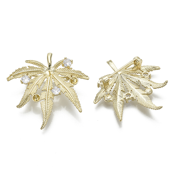 PandaHall Brass Micro Pave Clear Cubic Zirconia Brooch Findings, For Half Drilled Beads, Leaf, Nickel Free, Real 18K Gold Plated, Tray: 3mm...
PandaHall Brass Micro Pave Clear Cubic Zirconia Brooch Findings, For Half Drilled Beads, Leaf, Nickel Free, Real 18K Gold Plated, Tray: 3mm...
