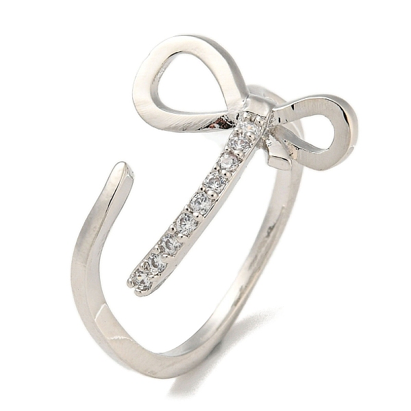 PandaHall Brass with Cubic Zirconia Open Cuff Rings, Bowkont, Platinum, US Size 8(18.1mm) Brass+Cubic Zirconia Bowknot
PandaHall Brass with Cubic Zirconia Open Cuff Rings, Bowkont, Platinum, US Size 8(18.1mm) Brass+Cubic Zirconia Bowknot