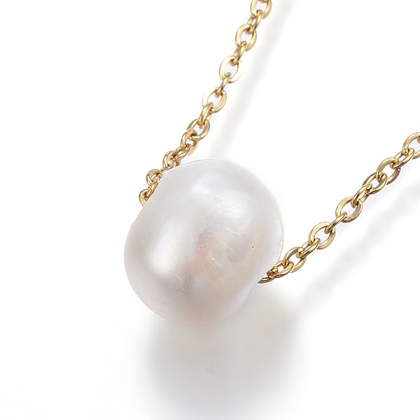 PandaHall 304 Stainless Steel Pendant Necklaces, with Freshwater Pearl Beads and Lobster Claw Clasps, Golden, 17.7 inch(45cm) Pearl White
PandaHall 304 Stainless Steel Pendant Necklaces, with Freshwater Pearl Beads and Lobster Claw Clasps, Golden, 17.7 inch(45cm) Pearl White