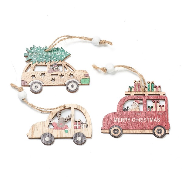 PandaHall Christmas Themed Natural Wood Pendant Decorations, with Hemp Cord, Car with Snowman/Elk/Santa Claus, Colorful, 125~145mm, 9pcs/box...
PandaHall Christmas Themed Natural Wood Pendant Decorations, with Hemp Cord, Car with Snowman/Elk/Santa Claus, Colorful, 125~145mm, 9pcs/box...