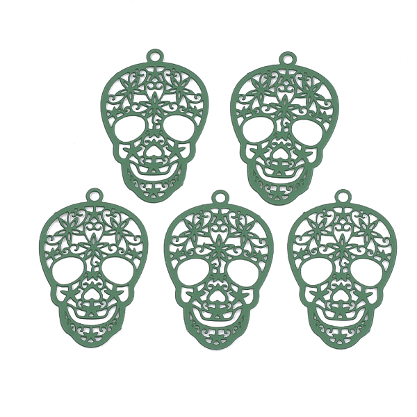 PandaHall 430 Stainless Steel Filigree Pendants, Spray Painted, Etched Metal Embellishments, Skull, Green, 23x15x0.5mm, Hole: 1.2mm...
PandaHall 430 Stainless Steel Filigree Pendants, Spray Painted, Etched Metal Embellishments, Skull, Green, 23x15x0.5mm, Hole: 1.2mm...