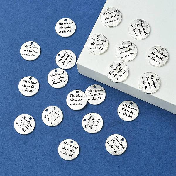 PandaHall Tibetan Style Alloy Pendants, Cadmium Free & Lead Free, Flat Round with Word, Antique Silver, 20x1.5mm, Hole: 2mm Alloy Flat Round
PandaHall Tibetan Style Alloy Pendants, Cadmium Free & Lead Free, Flat Round with Word, Antique Silver, 20x1.5mm, Hole: 2mm Alloy Flat Round