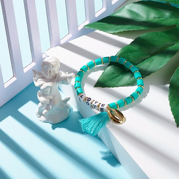 PandaHall Word Love Beads Stretch Bracelet for Girl Women, Cowrie Shell Shape & Tassel Charm Bracelet, Golden, Aquamarine, Inner Diameter..., Green
PandaHall Word Love Beads Stretch Bracelet for Girl Women, Cowrie Shell Shape & Tassel Charm Bracelet, Golden, Aquamarine, Inner Diameter..., Green