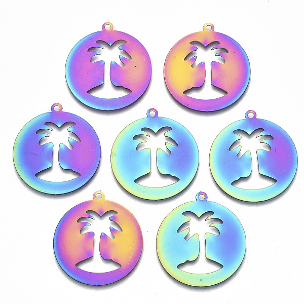 PandaHall Ion Plating(IP) 201 Stainless Steel Pendants, Etched Metal Embellishments, Flat Round with Coconut Tree, Rainbow Color...
PandaHall Ion Plating(IP) 201 Stainless Steel Pendants, Etched Metal Embellishments, Flat Round with Coconut Tree, Rainbow Color...