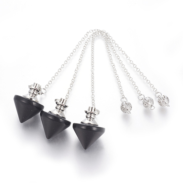 PandaHall Natural Obsidian Cone Dowsing Pendulums, with Brass Findings and Alloy Chain, Platinum, 210~216x2.5mm, Hole: 1.4~1.9x1.6~2mm...
PandaHall Natural Obsidian Cone Dowsing Pendulums, with Brass Findings and Alloy Chain, Platinum, 210~216x2.5mm, Hole: 1.4~1.9x1.6~2mm...