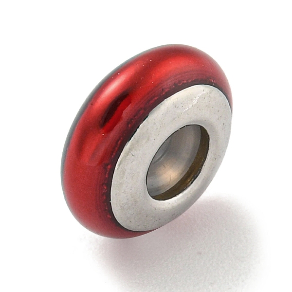 PandaHall 304 Stainless Steel Enamel European Beads, with Rubber inside, Large Hole Beads, Rondelle, Stainless Steel Color, 11.5x5mm, Hole..., Red
PandaHall 304 Stainless Steel Enamel European Beads, with Rubber inside, Large Hole Beads, Rondelle, Stainless Steel Color, 11.5x5mm, Hole..., Red