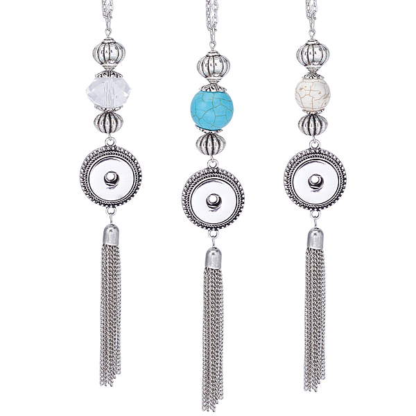 PandaHall Gorgecraft 3Pcs 3 Style Interchangeable Alloy Snap Button Necklace Making, Tassel Necklace, Mixed Color, 27-3/4~28-1/8 inch...
PandaHall Gorgecraft 3Pcs 3 Style Interchangeable Alloy Snap Button Necklace Making, Tassel Necklace, Mixed Color, 27-3/4~28-1/8 inch...