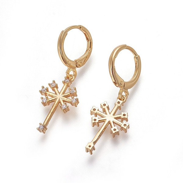 PandaHall Brass Dangle Hoop Earrings, with Micro Pave Cubic Zirconia, Cross, Golden, 32mm, Pin: 1mm Cubic Zirconia
PandaHall Brass Dangle Hoop Earrings, with Micro Pave Cubic Zirconia, Cross, Golden, 32mm, Pin: 1mm Cubic Zirconia