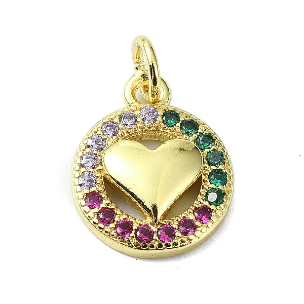 PandaHall Brass Micro Pave Colorful Cubic Zirconia Pendants, with Jump Ring, Flat Round with Heart Charm, Real 18K Gold Plated, 15x11.5x3mm..., Multicolor
PandaHall Brass Micro Pave Colorful Cubic Zirconia Pendants, with Jump Ring, Flat Round with Heart Charm, Real 18K Gold Plated, 15x11.5x3mm..., Multicolor