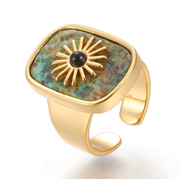 PandaHall Natural African Jade & Black Agate Cuff Rings, Open Rings, Long-Lasting Plated, Rectangle with Sun, Real 18K Gold Plated, Size 7...
PandaHall Natural African Jade & Black Agate Cuff Rings, Open Rings, Long-Lasting Plated, Rectangle with Sun, Real 18K Gold Plated, Size 7...