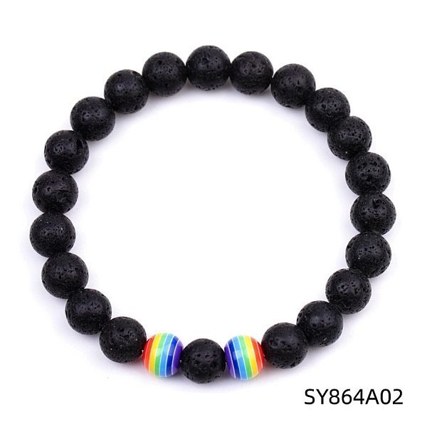 PandaHall Natural Lava Rock & Glass Round Beaded Stretch Bracelet, 7-1/4~7-1/2 inch(18.5~19cm) Lava Rock Round
PandaHall Natural Lava Rock & Glass Round Beaded Stretch Bracelet, 7-1/4~7-1/2 inch(18.5~19cm) Lava Rock Round