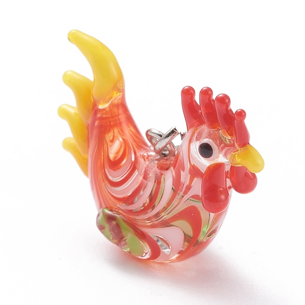 PandaHall Handmade Lampwork Pendant Decorations, with Brass Lobster Claw Clasp, Chinese Zodiac, Platinum, Rooster, 37mm, Pendant..., Red
PandaHall Handmade Lampwork Pendant Decorations, with Brass Lobster Claw Clasp, Chinese Zodiac, Platinum, Rooster, 37mm, Pendant..., Red