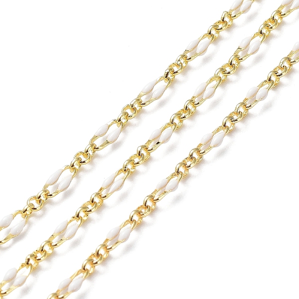 PandaHall Enamel Oval Link Chains, with Real 18K Gold Plated Brass Findings, Soldered, with Spool, White, 4x7x1mm Brass White
PandaHall Enamel Oval Link Chains, with Real 18K Gold Plated Brass Findings, Soldered, with Spool, White, 4x7x1mm Brass White