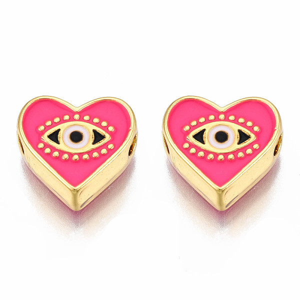 PandaHall Rack Plating Alloy Enamel Pendants, Light Gold, Cadmium Free & Nickel Free & Lead Free, Heart with Eye, Hot Pink, 11x12x4.5mm...
PandaHall Rack Plating Alloy Enamel Pendants, Light Gold, Cadmium Free & Nickel Free & Lead Free, Heart with Eye, Hot Pink, 11x12x4.5mm...