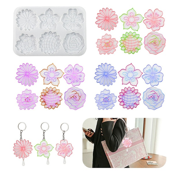PandaHall DIY Silicone Flower Pendant Molds, Decoration Making, Resin Casting Molds, For UV Resin, Epoxy Resin Jewelry Making, Mixed Shapes..., White
PandaHall DIY Silicone Flower Pendant Molds, Decoration Making, Resin Casting Molds, For UV Resin, Epoxy Resin Jewelry Making, Mixed Shapes..., White