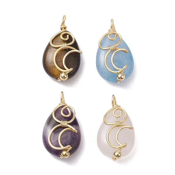 PandaHall Natural Mixed Gemstone Copper Wire Wrapped Pendants, Teardrop Charms with Moon, Golden, 24x13x7.5~8mm, Hole: 2~2.5mm Mixed Stone...
PandaHall Natural Mixed Gemstone Copper Wire Wrapped Pendants, Teardrop Charms with Moon, Golden, 24x13x7.5~8mm, Hole: 2~2.5mm Mixed Stone...