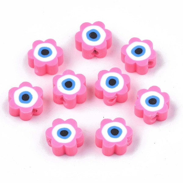 PandaHall Handmade Polymer Clay Beads, Flower with Evil Eye, Hot Pink, 9x9x4.5mm, Hole: 1.8mm Polymer Clay Flower
PandaHall Handmade Polymer Clay Beads, Flower with Evil Eye, Hot Pink, 9x9x4.5mm, Hole: 1.8mm Polymer Clay Flower