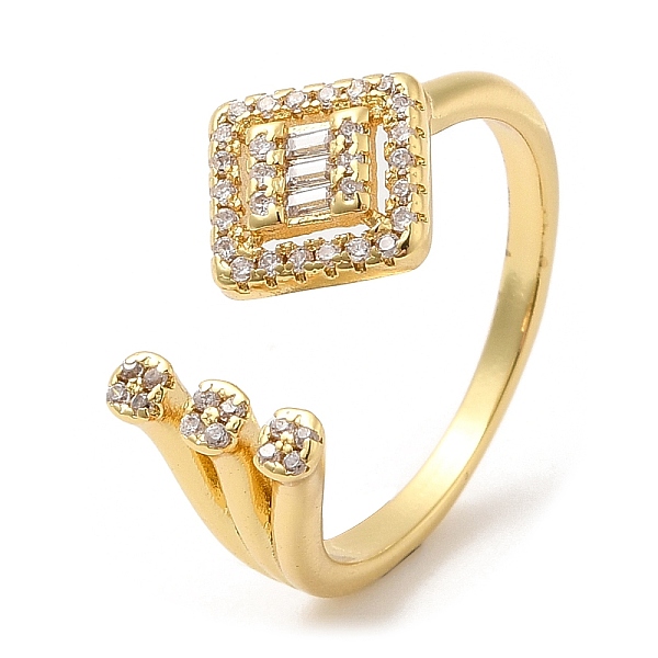 PandaHall Rack Plating Brass Rhombus Open Cuff Rings with Cubic Zirconia, Lead Free & Cadmium Free, Real 18K Gold Plated, US Size 7 1/4...
PandaHall Rack Plating Brass Rhombus Open Cuff Rings with Cubic Zirconia, Lead Free & Cadmium Free, Real 18K Gold Plated, US Size 7 1/4...