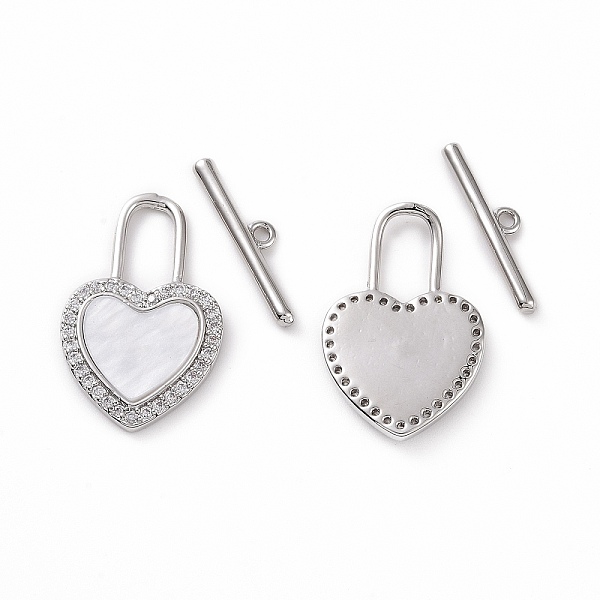 PandaHall Brass Micro Pave Clear Cubic Zirconia with Shell Toggle Clasps, Heart Lock, Platinum, Bar: 18x4x1.5mm, Hole: 1.2mm, Heart..., White
PandaHall Brass Micro Pave Clear Cubic Zirconia with Shell Toggle Clasps, Heart Lock, Platinum, Bar: 18x4x1.5mm, Hole: 1.2mm, Heart..., White