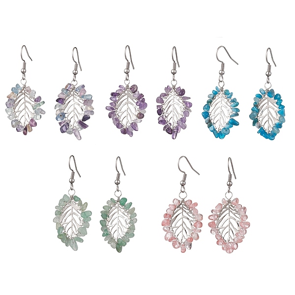 PandaHall Natural & Synthetic Mixed Gemstone Chips Dangle Earrings, Iron Leaf Drop Earrings, Platinum, 48x21mm Mixed Stone Leaf
PandaHall Natural & Synthetic Mixed Gemstone Chips Dangle Earrings, Iron Leaf Drop Earrings, Platinum, 48x21mm Mixed Stone Leaf