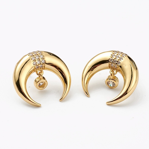 PandaHall Brass Micro Pave Clear Cubic Zirconia Stud Earrings, with Ear Nuts, Double Horn/Crescent Moon, Golden, 18.5x20mm, Pin: 0.6mm Brass...
PandaHall Brass Micro Pave Clear Cubic Zirconia Stud Earrings, with Ear Nuts, Double Horn/Crescent Moon, Golden, 18.5x20mm, Pin: 0.6mm Brass...