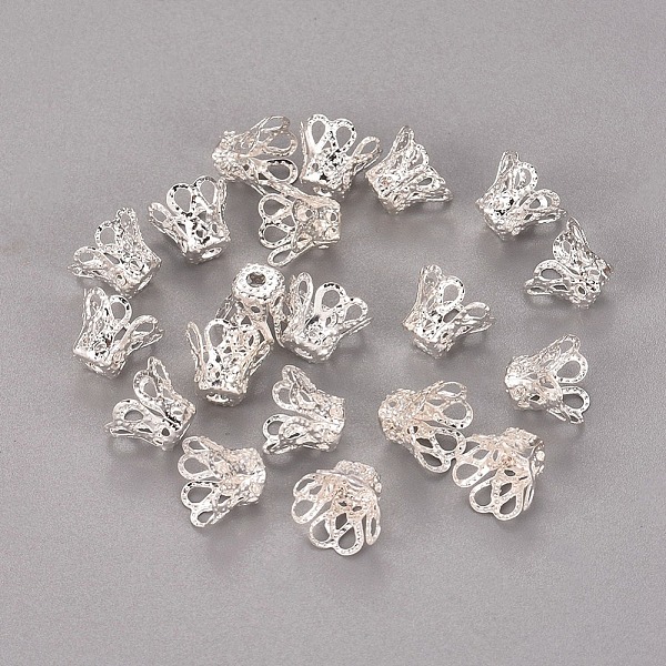 PandaHall Plated Iron Bell Filigree Bead Caps, Flower, 4-Petal, Silver, 9x6mm, Hole: 1.5mm Iron
PandaHall Plated Iron Bell Filigree Bead Caps, Flower, 4-Petal, Silver, 9x6mm, Hole: 1.5mm Iron