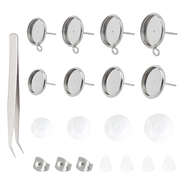 PandaHall Unicraftale Flat Round 202 Stainless Steel Stud Earring Settings, with 304 Stainless Steel Pins and Loop, with Glass Cabochons...
PandaHall Unicraftale Flat Round 202 Stainless Steel Stud Earring Settings, with 304 Stainless Steel Pins and Loop, with Glass Cabochons...