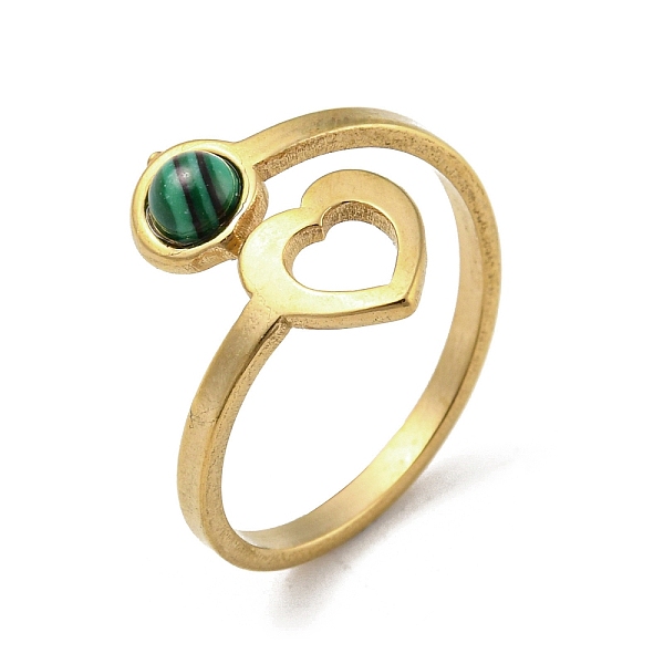 PandaHall 304 Stainless Steel with Synthetic Malachite Ring, Inner Diameter: 18mm. Malachite Heart
PandaHall 304 Stainless Steel with Synthetic Malachite Ring, Inner Diameter: 18mm. Malachite Heart
