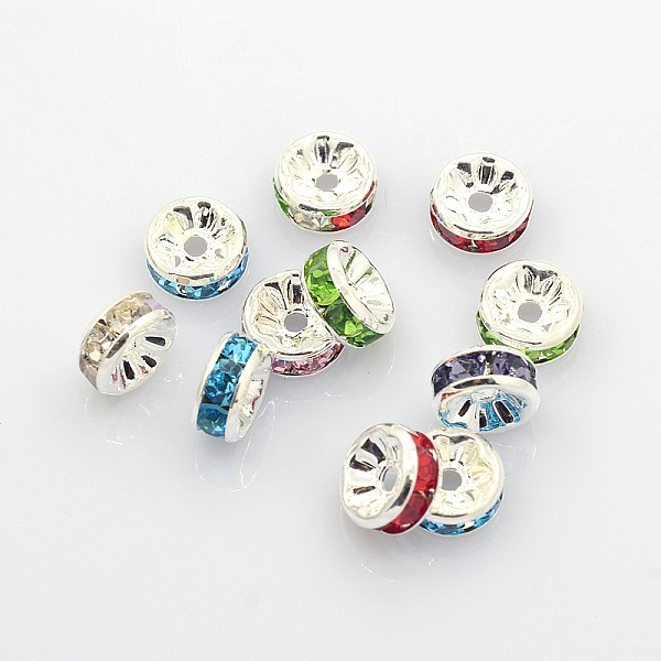 PandaHall Brass Rhinestone Spacer Beads, Grade AAA, Straight Flange, Nickel Free, Silver Color Plated, Rondelle, 8x3.8mm, Hole: 1.5mm..., Multicolor
PandaHall Brass Rhinestone Spacer Beads, Grade AAA, Straight Flange, Nickel Free, Silver Color Plated, Rondelle, 8x3.8mm, Hole: 1.5mm..., Multicolor