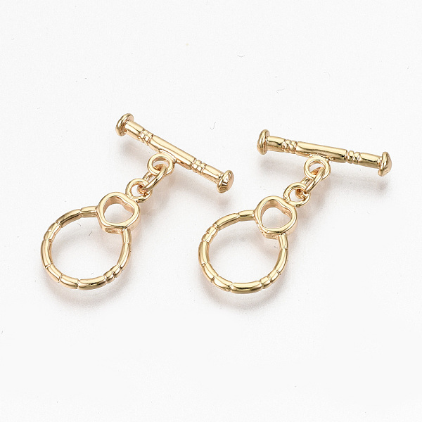 PandaHall Brass Toggle Clasps, with Jump Rings, Nickel Free, Ring with Heart, Real 18K Gold Plated, 27mm, Bar: 6x18x3mm, Hole: 2mm, Ring...
PandaHall Brass Toggle Clasps, with Jump Rings, Nickel Free, Ring with Heart, Real 18K Gold Plated, 27mm, Bar: 6x18x3mm, Hole: 2mm, Ring...