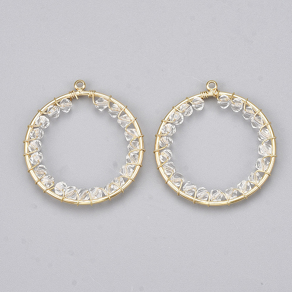 PandaHall Brass Pendants, with Glass Beads, Nickel Free, Real 18K Gold Plated, Faceted, Ring, Clear, 33~34x30.5x3mm, Hole: 1.6mm Brass+Glass...
PandaHall Brass Pendants, with Glass Beads, Nickel Free, Real 18K Gold Plated, Faceted, Ring, Clear, 33~34x30.5x3mm, Hole: 1.6mm Brass+Glass...