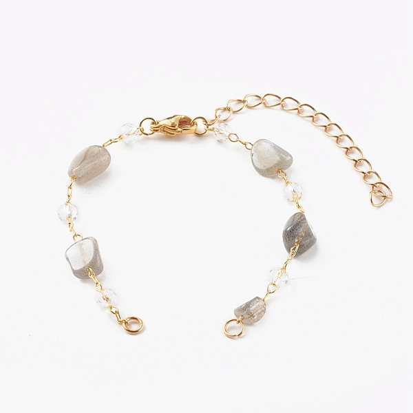 PandaHall Nuggets Natural Labradorite Beaded Bracelet Makings, with Brass Cable Chains and 304 Stainless Steel Lobster Claw Clasps, Golden...
PandaHall Nuggets Natural Labradorite Beaded Bracelet Makings, with Brass Cable Chains and 304 Stainless Steel Lobster Claw Clasps, Golden...