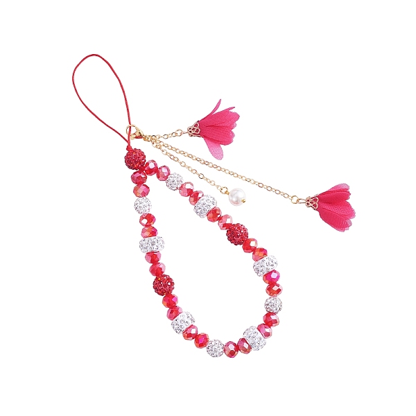 PandaHall Polymer Clay Rhinestone & Glass Beaded Chain Mobile Strap, with Chiffon Flower Tassel, Anti-Lost Cellphone Wrist Lanyard, for Car..., Red
PandaHall Polymer Clay Rhinestone & Glass Beaded Chain Mobile Strap, with Chiffon Flower Tassel, Anti-Lost Cellphone Wrist Lanyard, for Car..., Red