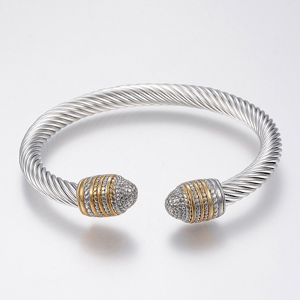 PandaHall 304 Stainless Steel Cuff Bangles Torque Bangles, Golden & Stainless Steel Color, 47x56mm(1-3/4 inchx2-1/4 inch) 304 Stainless...
PandaHall 304 Stainless Steel Cuff Bangles Torque Bangles, Golden & Stainless Steel Color, 47x56mm(1-3/4 inchx2-1/4 inch) 304 Stainless...