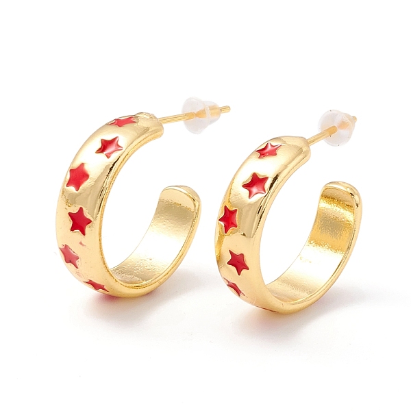 PandaHall Real 18K Gold Plated Brass Stud Earrings for Women, Star Pattern Enamel Open Hoop Earrings, Rack Plating Half Hoop Earrings..., Red
PandaHall Real 18K Gold Plated Brass Stud Earrings for Women, Star Pattern Enamel Open Hoop Earrings, Rack Plating Half Hoop Earrings..., Red