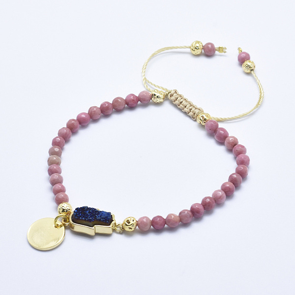 PandaHall Natural Rhodochrosite Braided Bead Bracelets, with Electroplated Natural Lava Rock Beads, Druzy Crystal, Nylon Cord and Brass...
PandaHall Natural Rhodochrosite Braided Bead Bracelets, with Electroplated Natural Lava Rock Beads, Druzy Crystal, Nylon Cord and Brass...