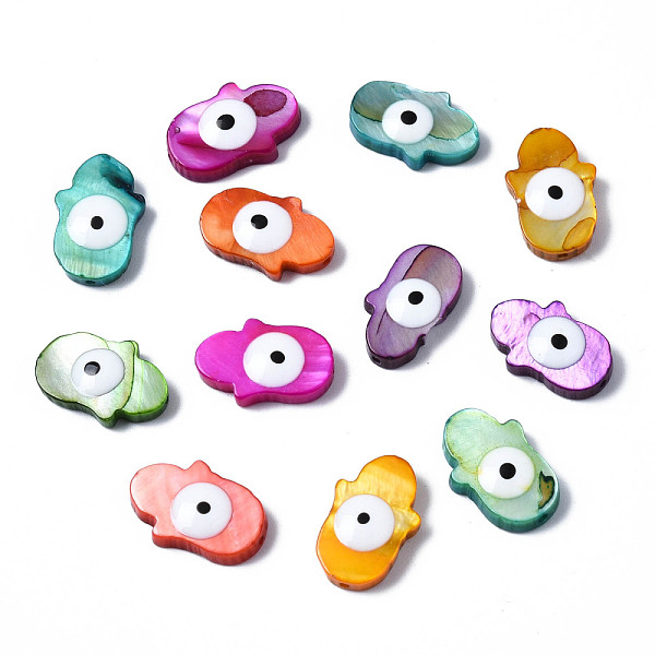 PandaHall Natural Freshwater Shell Beads, with Enamel, Dyed, Hamsa Hand/Hand of Miriam and Evil Eye, Mixed Color, 15~16x9~10x3~4mm, Hole..., Multicolor
PandaHall Natural Freshwater Shell Beads, with Enamel, Dyed, Hamsa Hand/Hand of Miriam and Evil Eye, Mixed Color, 15~16x9~10x3~4mm, Hole..., Multicolor
